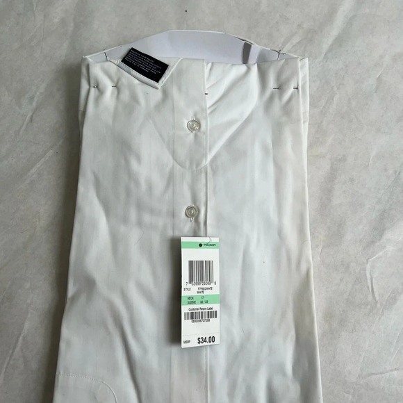 john ashford wrinkle free White button down shirt Cotton Blend Size XL 32/33 NWT - Picture 2 of 3